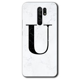 Xiaomi Redmi 9 Beyaz Mermer Desenli Ü Harfi Baskılı Uyumlu Silikon Kılıf