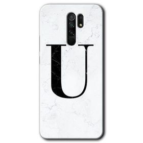 Xiaomi Redmi 9 Beyaz Mermer Desenli Ü Harfi Baskılı Uyumlu Silikon Kılıf