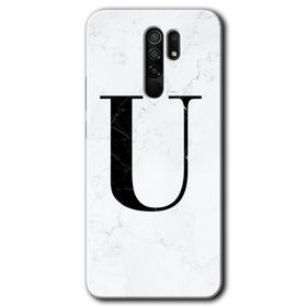 Xiaomi Redmi 9 Beyaz Mermer Desenli Ü Harfi Baskılı Uyumlu Silikon Kılıf