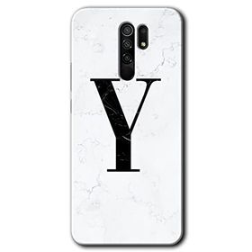 Xiaomi Redmi 9 Beyaz Mermer Desenli Y Harfi Baskılı Uyumlu Silikon Kılıf