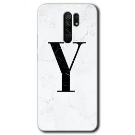 Xiaomi Redmi 9 Beyaz Mermer Desenli Y Harfi Baskılı Uyumlu Silikon Kılıf