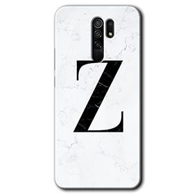 Xiaomi Redmi 9 Beyaz Mermer Desenli Z Harfi Baskılı Uyumlu Silikon Kılıf