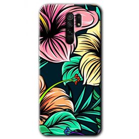 Xiaomi Redmi 9 Çizim Çiçekler Baskılı Uyumlu Silikon Kılıf