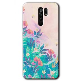Xiaomi Redmi 9 Çizim Yapraklar Baskılı Uyumlu Silikon Kılıf