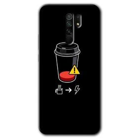 Xiaomi Redmi 9 Coffee Battery Baskılı Uyumlu Silikon Kılıf