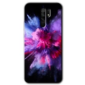 Xiaomi Redmi 9 Color Splash Purple Baskılı Uyumlu Silikon Kılıf