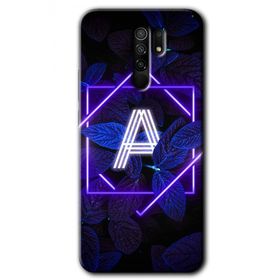 Xiaomi Redmi 9 Dark Neon Yaprak A Harfi Baskılı Uyumlu Silikon Kılıf