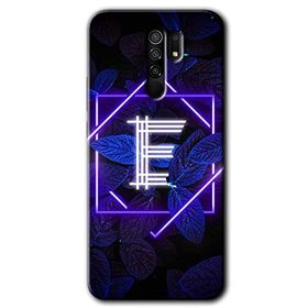 Xiaomi Redmi 9 Dark Neon Yaprak E Harfi Baskılı Uyumlu Silikon Kılıf