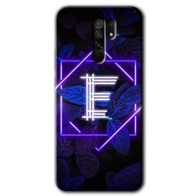 Xiaomi Redmi 9 Dark Neon Yaprak E Harfi Baskılı Uyumlu Silikon Kılıf