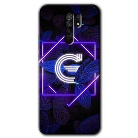 Xiaomi Redmi 9 Dark Neon Yaprak G Harfi Baskılı Uyumlu Silikon Kılıf
