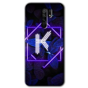 Xiaomi Redmi 9 Dark Neon Yaprak H Harfi Baskılı Uyumlu Silikon Kılıf