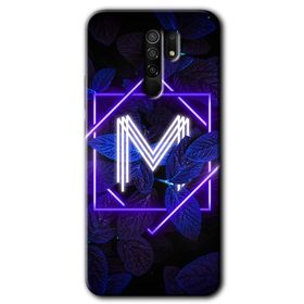 Xiaomi Redmi 9 Dark Neon Yaprak H Harfi Baskılı Uyumlu Silikon Kılıf