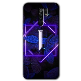 Xiaomi Redmi 9 Dark Neon Yaprak I Harfi Baskılı Uyumlu Silikon Kılıf