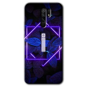 Xiaomi Redmi 9 Dark Neon Yaprak I Harfi Baskılı Uyumlu Silikon Kılıf