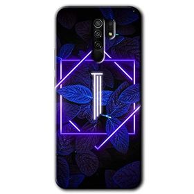 Xiaomi Redmi 9 Dark Neon Yaprak I Harfi Baskılı Uyumlu Silikon Kılıf