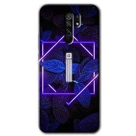 Xiaomi Redmi 9 Dark Neon Yaprak I Harfi Baskılı Uyumlu Silikon Kılıf