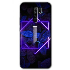 Xiaomi Redmi 9 Dark Neon Yaprak I Harfi Baskılı Uyumlu Silikon Kılıf