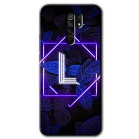 Xiaomi Redmi 9 Dark Neon Yaprak L Harfi Baskılı Uyumlu Silikon Kılıf