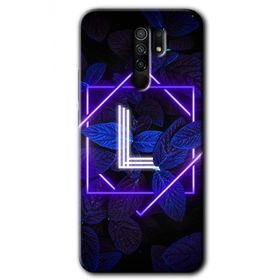 Xiaomi Redmi 9 Dark Neon Yaprak L Harfi Baskılı Uyumlu Silikon Kılıf