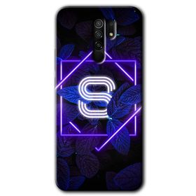 Xiaomi Redmi 9 Dark Neon Yaprak Ş Harfi Baskılı Uyumlu Silikon Kılıf