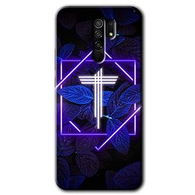 Xiaomi Redmi 9 Dark Neon Yaprak T Harfi Baskılı Uyumlu Silikon Kılıf