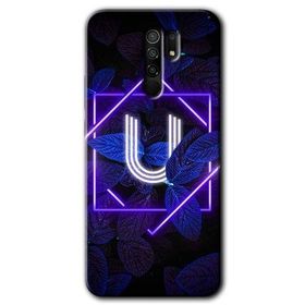 Xiaomi Redmi 9 Dark Neon Yaprak Ü Harfi Baskılı Uyumlu Silikon Kılıf