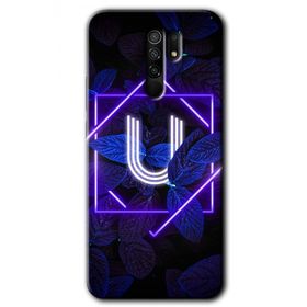 Xiaomi Redmi 9 Dark Neon Yaprak Ü Harfi Baskılı Uyumlu Silikon Kılıf