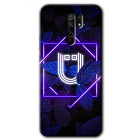 Xiaomi Redmi 9 Dark Neon Yaprak Ü Harfi Baskılı Uyumlu Silikon Kılıf