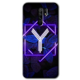 Xiaomi Redmi 9 Dark Neon Yaprak Y Harfi Baskılı Uyumlu Silikon Kılıf