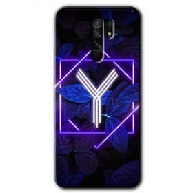 Xiaomi Redmi 9 Dark Neon Yaprak Y Harfi Baskılı Uyumlu Silikon Kılıf
