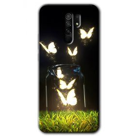 Xiaomi Redmi 9 Işıklı Kelebekler Baskılı Uyumlu Silikon Kılıf