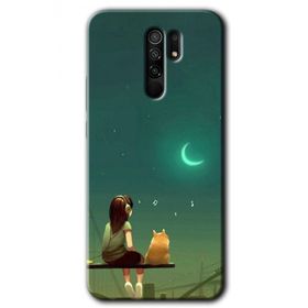 Xiaomi Redmi 9 Kedili Kız Baskılı Uyumlu Silikon Kılıf