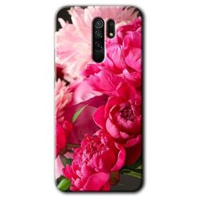Xiaomi Redmi 9 Kırmızı Beyaz Gül Baskılı Uyumlu Silikon Kılıf