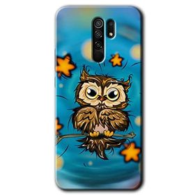 Xiaomi Redmi 9 Owl Bird Stars Baskılı Uyumlu Silikon Kılıf