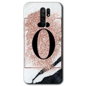 Xiaomi Redmi 9 Pembe Mermer Desenli O Harfi Baskılı Uyumlu Silikon Kılıf