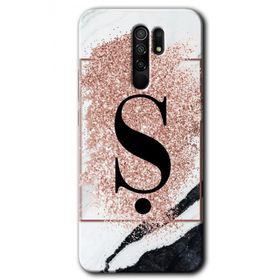 Xiaomi Redmi 9 Pembe Mermer Desenli S Harfi Baskılı Uyumlu Silikon Kılıf