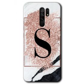 Xiaomi Redmi 9 Pembe Mermer Desenli S Harfi Baskılı Uyumlu Silikon Kılıf
