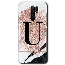 Xiaomi Redmi 9 Pembe Mermer Desenli Ü Harfi Baskılı Uyumlu Silikon Kılıf