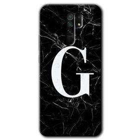 Xiaomi Redmi 9 Siyah Mermer Desenli G Harfi Baskılı Uyumlu Silikon Kılıf