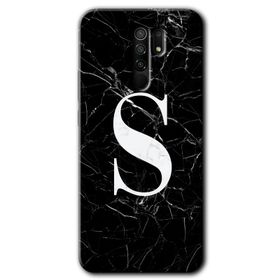 Xiaomi Redmi 9 Siyah Mermer Desenli Ö Harfi Baskılı Uyumlu Silikon Kılıf