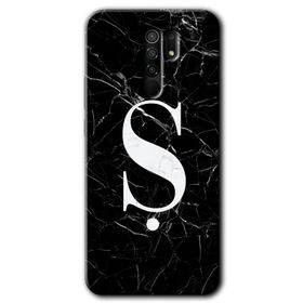 Xiaomi Redmi 9 Siyah Mermer Desenli Ö Harfi Baskılı Uyumlu Silikon Kılıf