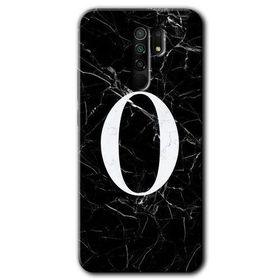 Xiaomi Redmi 9 Siyah Mermer Desenli Ö Harfi Baskılı Uyumlu Silikon Kılıf