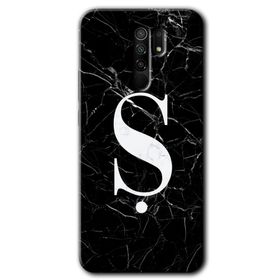 Xiaomi Redmi 9 Siyah Mermer Desenli Ş Harfi Baskılı Uyumlu Silikon Kılıf