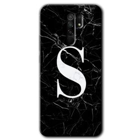 Xiaomi Redmi 9 Siyah Mermer Desenli Ş Harfi Baskılı Uyumlu Silikon Kılıf