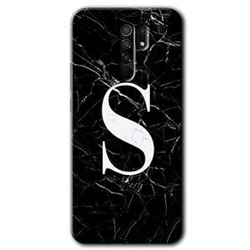 Xiaomi Redmi 9 Siyah Mermer Desenli Ş Harfi Baskılı Uyumlu Silikon Kılıf