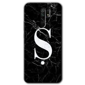 Xiaomi Redmi 9 Siyah Mermer Desenli Ş Harfi Baskılı Uyumlu Silikon Kılıf