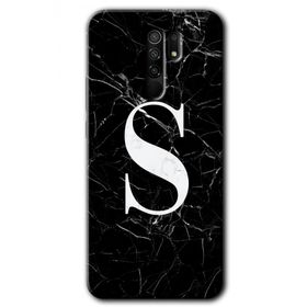 Xiaomi Redmi 9 Siyah Mermer Desenli Ş Harfi Baskılı Uyumlu Silikon Kılıf