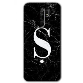 Xiaomi Redmi 9 Siyah Mermer Desenli Ş Harfi Baskılı Uyumlu Silikon Kılıf