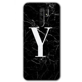 Xiaomi Redmi 9 Siyah Mermer Desenli Y Harfi Baskılı Uyumlu Silikon Kılıf