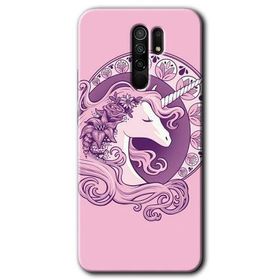 Xiaomi Redmi 9 Unicorn Pembe Baskılı Uyumlu Silikon Kılıf